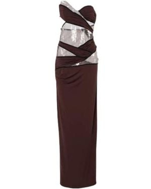 Nensi Dojaka Sequined Draped Gown - Purple