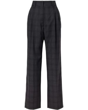 Blazé Milano Fox Checked Wool Straight-Leg Pants - Black