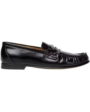 Fendi Scrunch Leather Loafers - Black
