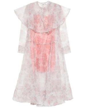 Ganni Ruffled Floral Midi Dress - Pink