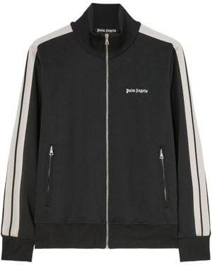Palm Angels Logo Embroidered Zipped Track Jacket - Black