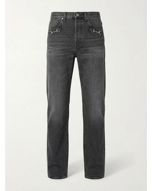 Gucci Cotton Denim Trousers With Horsebit Detail - Grey