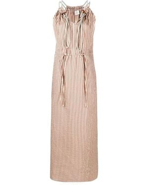 Alysi Stripe-Print Midi Dress - Natural