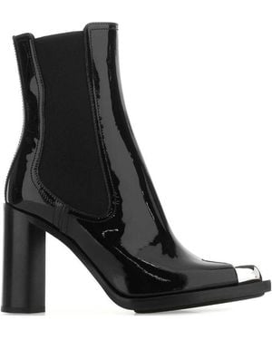 McQueen Leather Ankle Boots - Black