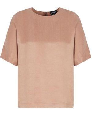 Giorgio Armani Cupro And Viscose Crew-Neck Blouse - Natural