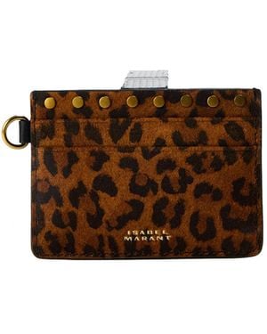 Isabel Marant Leopardprint Suede Card Holder - Brown