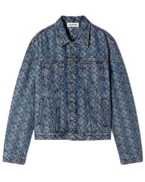 Lanvin Patterned Logo-Patch Jacket - Blue