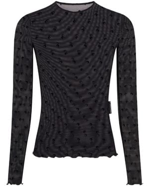 Marine Serre Plumetis Moon Mesh Top - Black