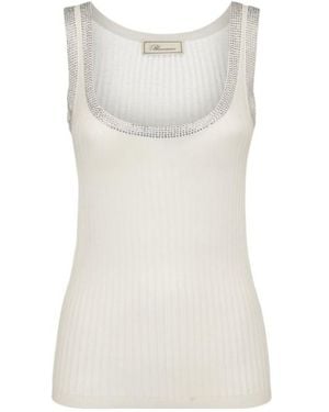 Blumarine Embellished Collar Knitted Tank Top - White