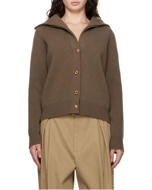 Bottega Veneta Knot Button Detailed Knitted Cardigan - Brown