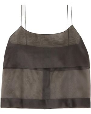 Calvin Klein Carmen Layered Silk-Organza Top - Gray
