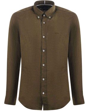 BOSS Boss Button-Up Curved Hem Shirt - Green