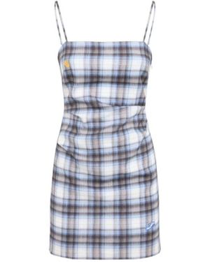 Acne Studios Check Linen Blend Mini Dress - Blue