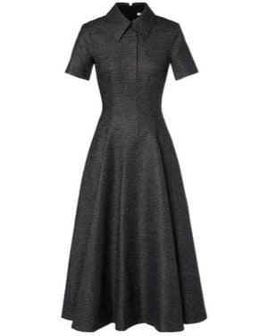 Emilia Wickstead Jody Houndstooth Wool-Blend Midi Dress - Black