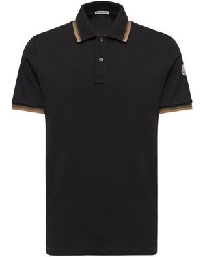 Moncler Double Collared Piquet Polo Shirt - Black