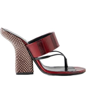 Dries Van Noten Textured Block Heel Mules - Brown