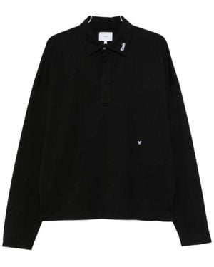 Rhude Logo-Embroidered Long-Sleeve Polo Shirt - Black