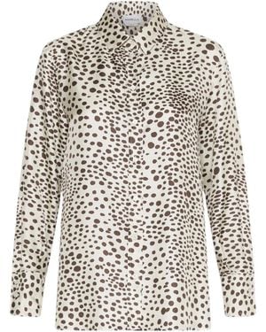 Marella Printed Silk Twill Shirt - White