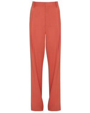 Victoria Beckham Casual Trousers With Waist And Loop Straps - Red