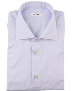 Kiton Spread-Collar Button-Up Shirt - Blue
