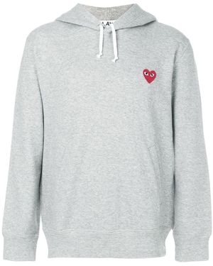 COMME DES GARÇONS PLAY Comme Des Garçons Logo Embroidered Drawstring Hoodie - Grey