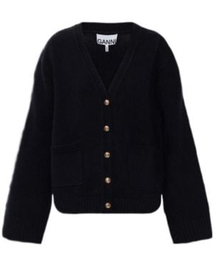 Ganni Classic Wool Cardigan - Blue