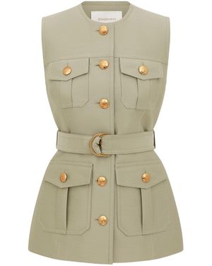 Zimmermann Luna Wool Silk Utility Vest - Green