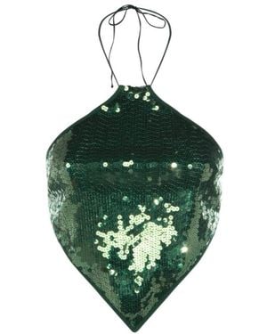 Oséree Oséree Halterneck Sequin-Embellishment Top - Green