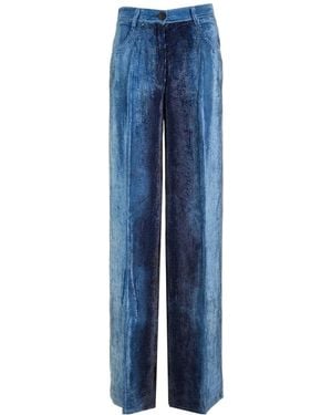 forte_forte Degrade Denim Velvet Wide-Leg Trousers - Blue