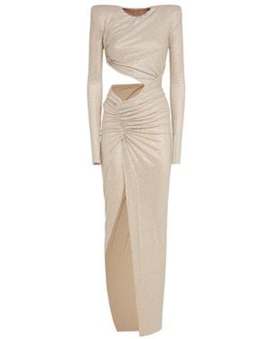 Alexandre Vauthier Long-Sleeved Round-Necked Dress - Natural