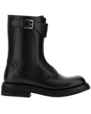 McQueen Zip-Front Buckled Ankle Boots - Black