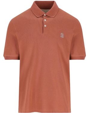 Brunello Cucinelli Short-Sleeve Polo Shirt - Orange