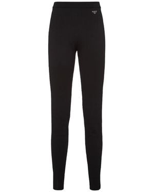 Prada Logo Plaque High Waist Leggings - Black