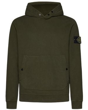 Stone Island Compass Logo-Patch Cotton Hoodie - Green