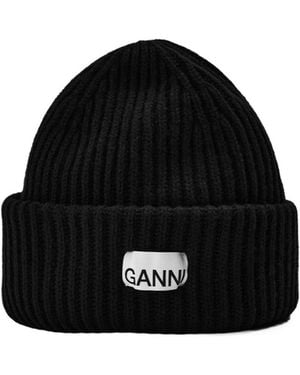 Ganni Soft And Form-Fitting Knit Beanie - Black