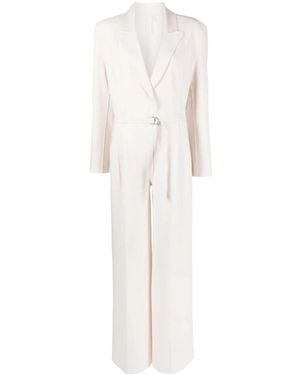 Norma Kamali Single Breasted Wide Leg Jumpsuit - White