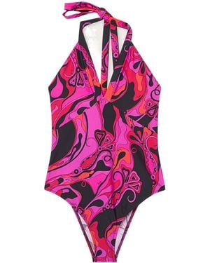 PUCCI Pucci Halterneck Printed Swimsuit - Pink