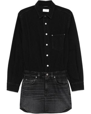 Haikure Long Sleeve Patchwork Dress - Black