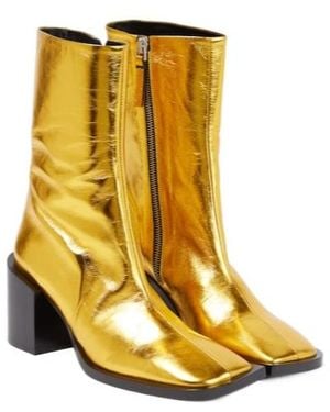 Jil Sander Metallic Leather Ankle Boots - Yellow