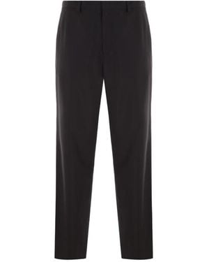 Prada Logo-Patch Wide-Leg Tailored Trousers - Black