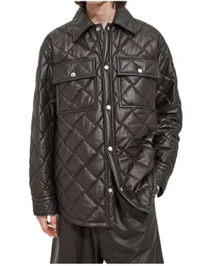 Bottega Veneta Leather Quilted Overshirt - Grey