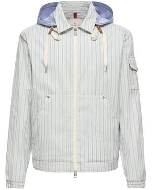Moncler Havas Striped Poplin Shirt Jacket - Gray