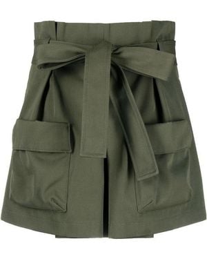 RED Valentino Belted Gabardine Shorts - Green