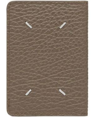 Maison Margiela Four Stitches Grained Leather Card Holder - Brown
