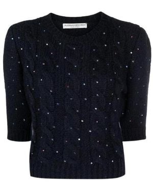 Alessandra Rich Sequin-Embellished Knitted Top - Blue