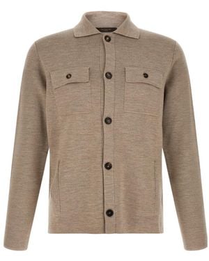 Zanone Saharan Shirt-Collar Cardigan - Natural