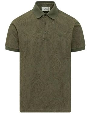 Etro Paisley Printed Short-Sleeved Polo Shirt - Green