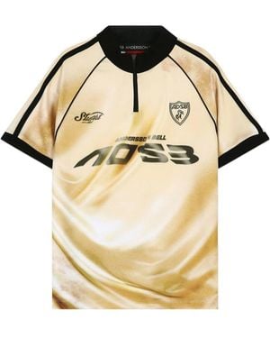 ANDERSSON BELL Printed Football Zipper T-Shirt - Metallic