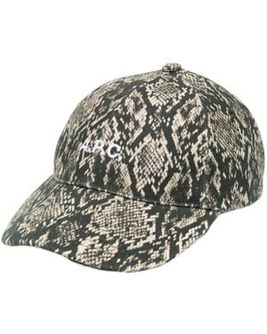 A.P.C. Snake-Print Canvas Cap - White