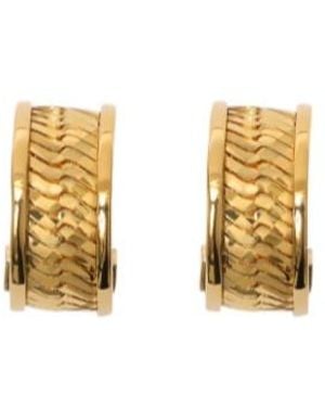 Burberry Engraved Check Hoop Earrings - Metallic